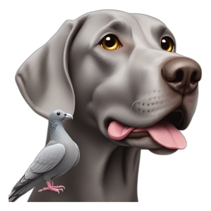 weimaraner dog and a pigeon in its mouth sticker