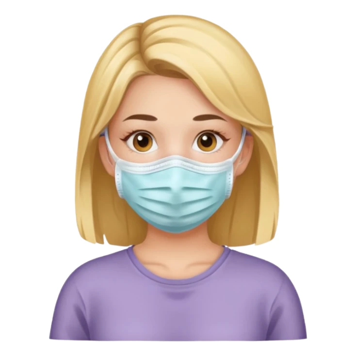 A girl in a care face mask sticker