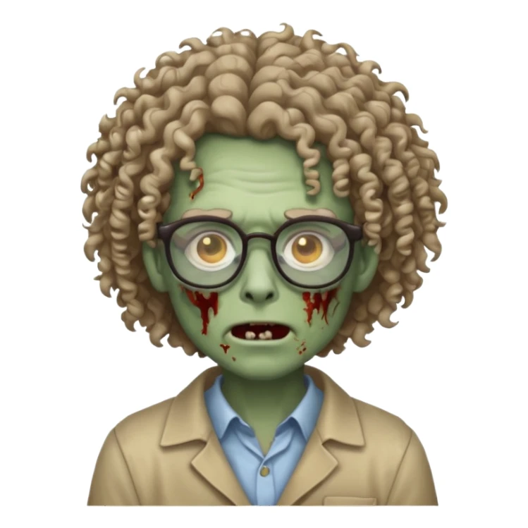 curly hair zombie with glasses sticker