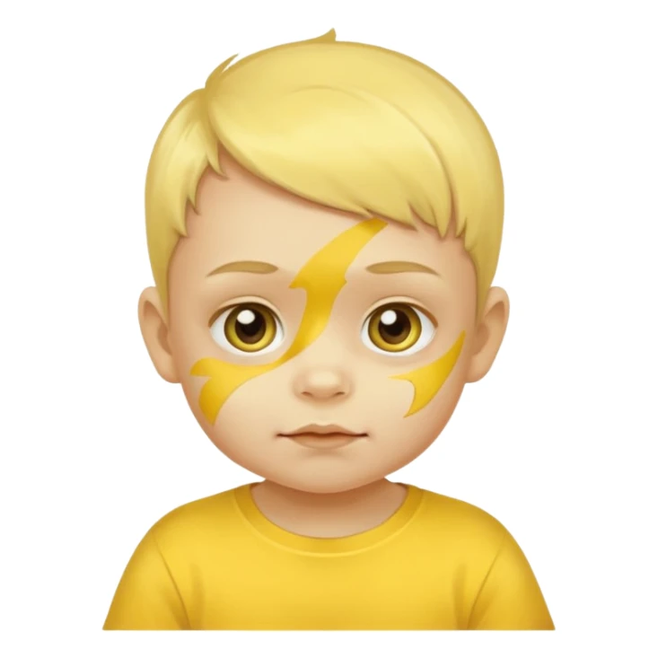 baby with yellow face paint and yellow shirt sticker