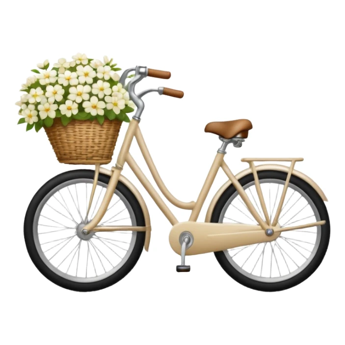 realistic light beige bicycle with basket of white  sticker