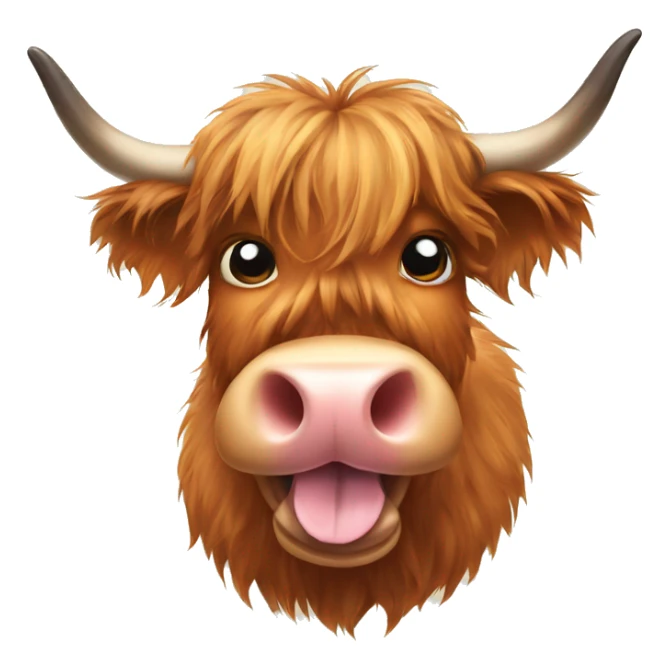 scottish highland cow showing tongue sticker