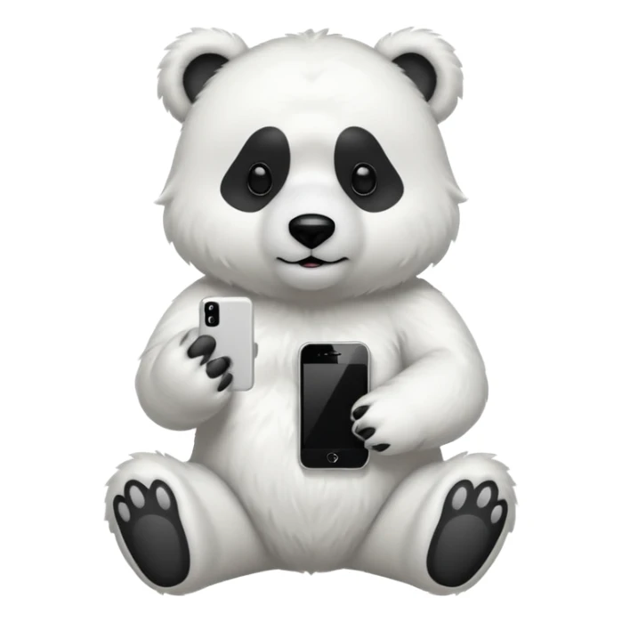 White Bear whole body  with iphone in hand  sticker