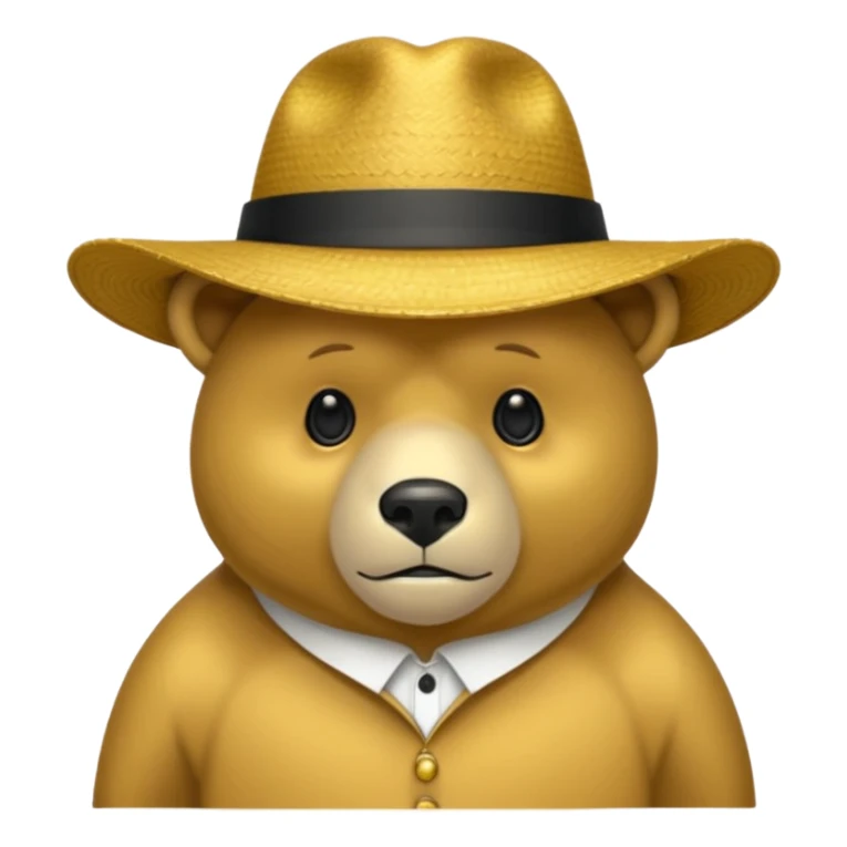 Oso dorado con sombrero elegante y moño negro triste animatronico sticker