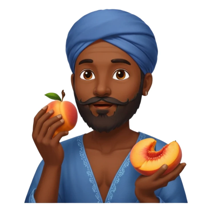 Indian man with a beard eating a juicy peach sticker