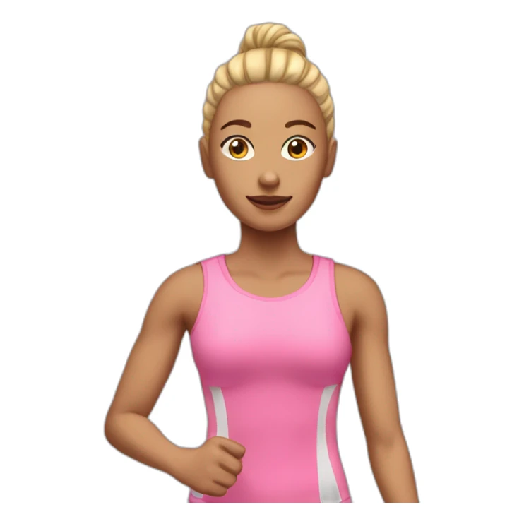 isolated, one running woman with light skin, pink clothes sticker