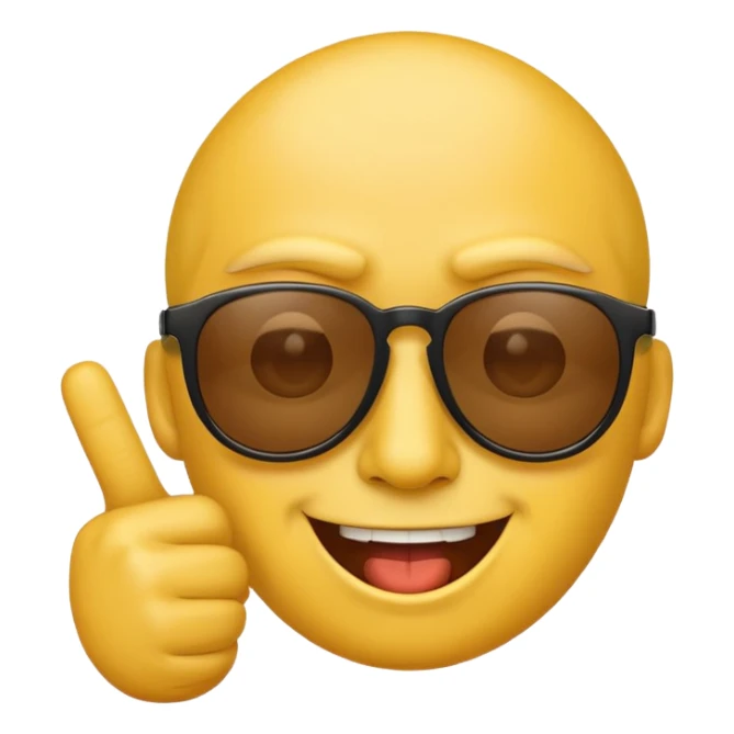 yellow face emoji with sunglasses giving the middle finger, smirking sticker