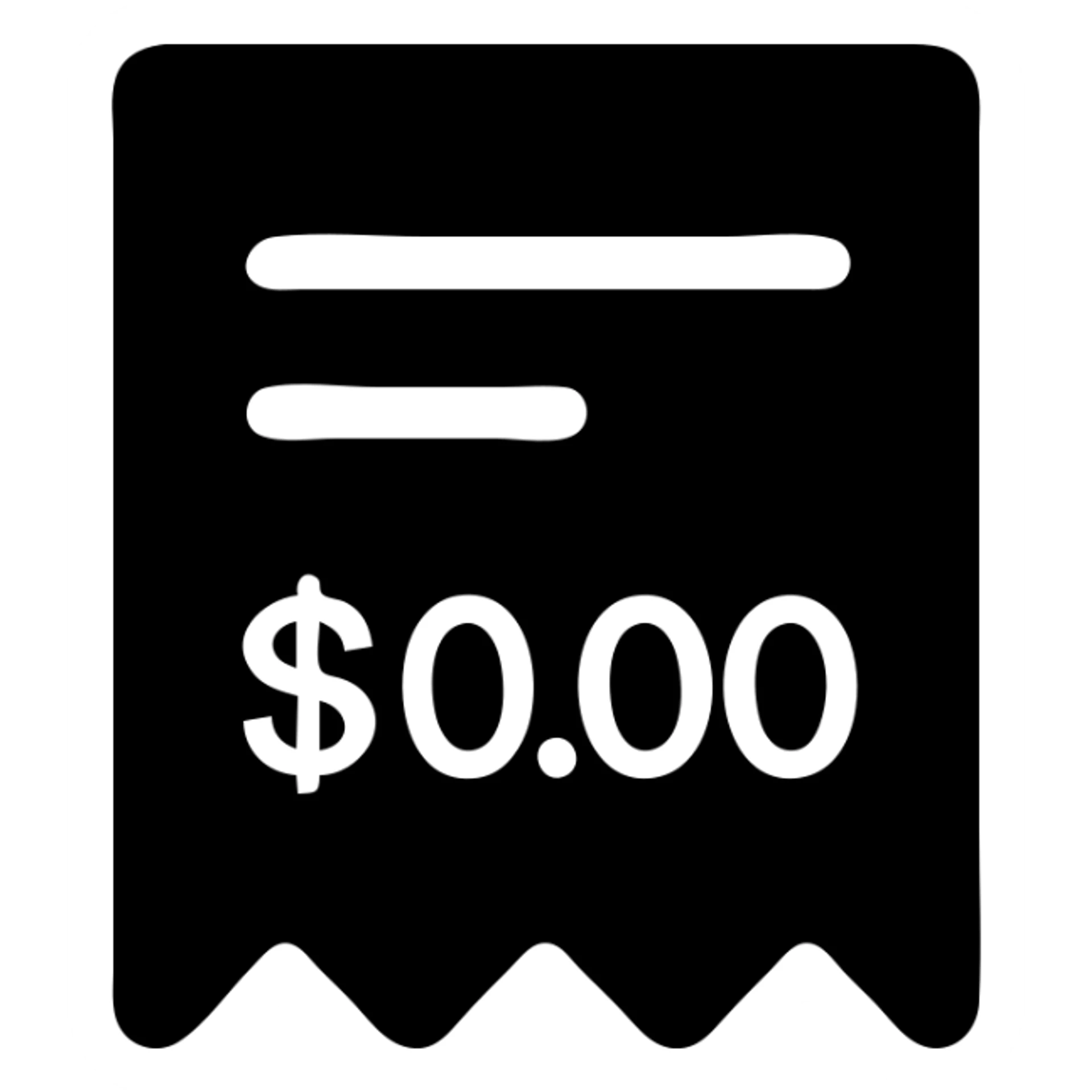 simple style cash receipt with visible amount, vibrant turquoise background sticker