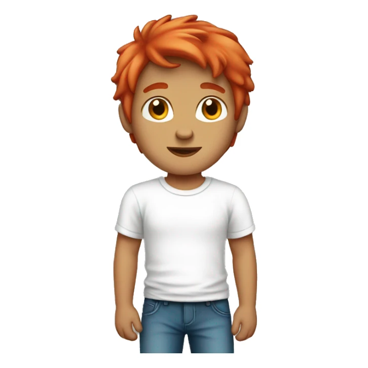 Boy with red hair and white T-shirt  sticker