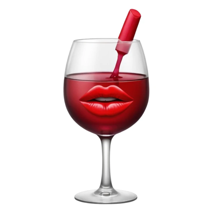 lipstick kiss on red wine glass sticker