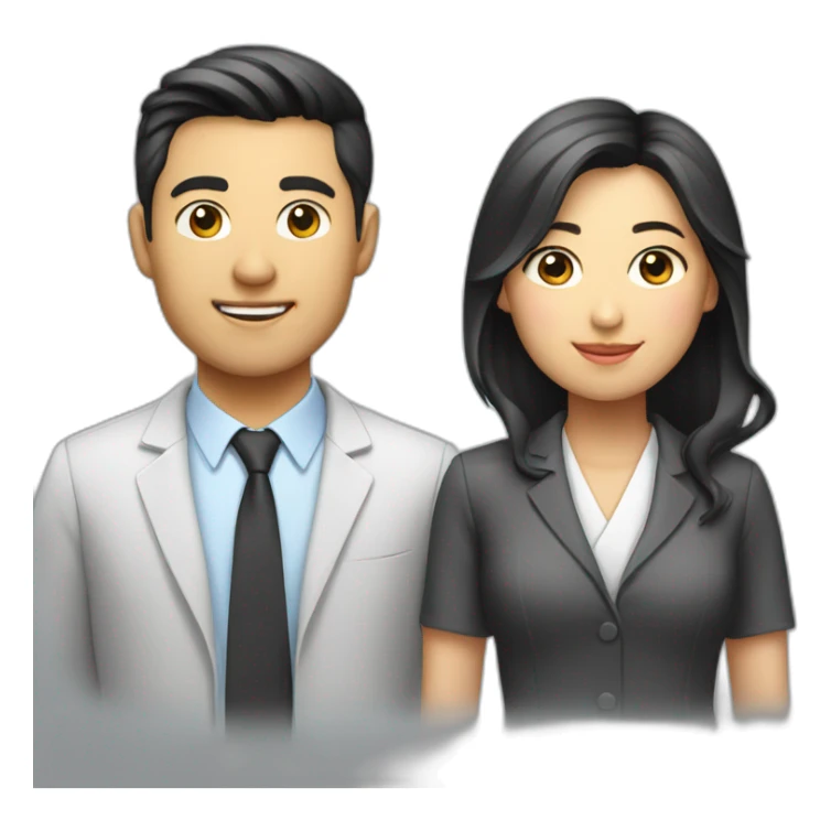 Asian software engineer guy and asian lawyer girl sticker
