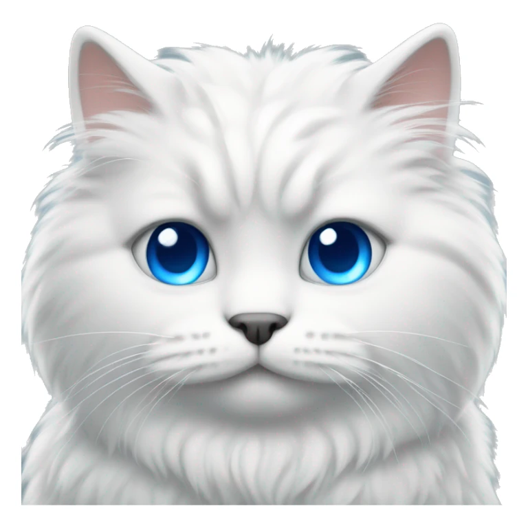 Fluffy white cat with blue sad eyes sticker