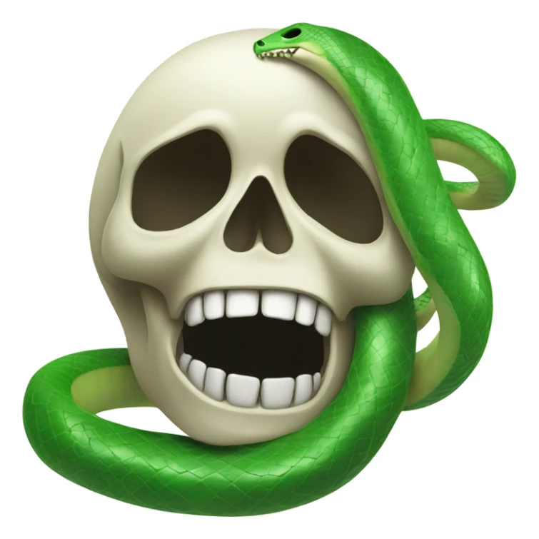 skull with open mouth green snake sticker