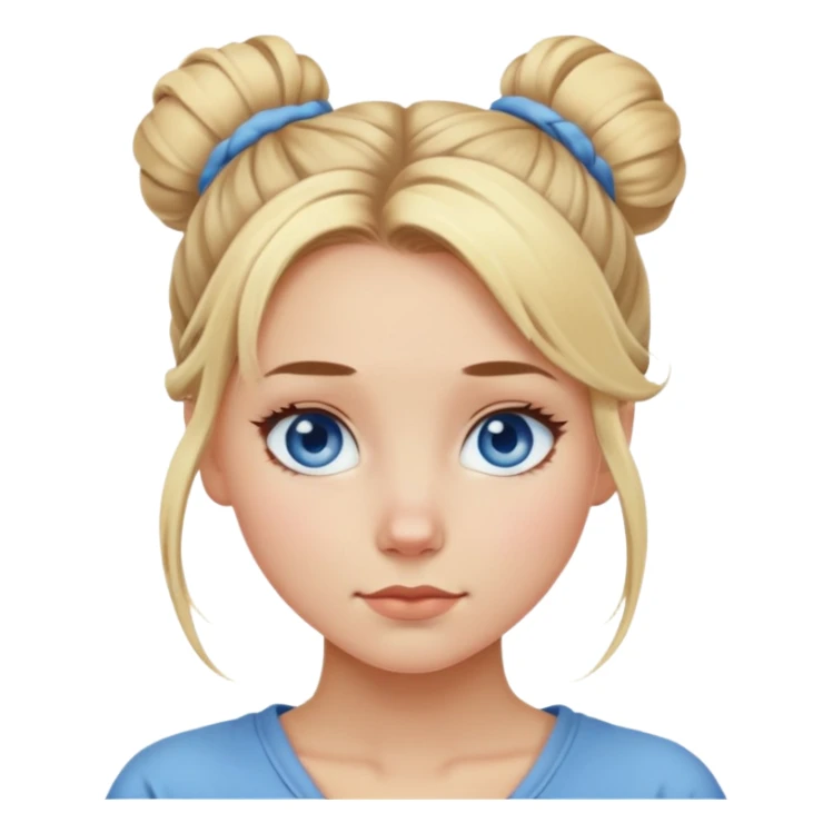 blue-eyed blonde girl with messy bun sticker