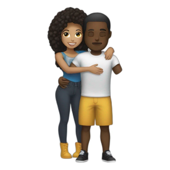 lightskin man with bottle, hugging short darkskin woman in designer clothes sticker