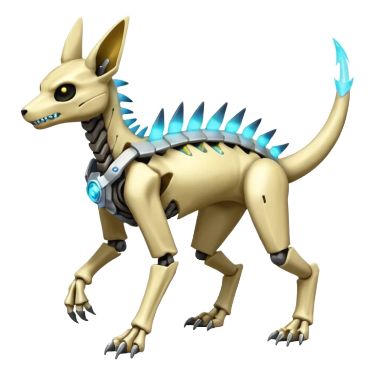 futuristic Skeleton-Cyborg-Manectric-Electrike-Cubone-Umbreon-Marowak-Draco-Fakémon-hybrid-creature (full body), 4 legs sticker
