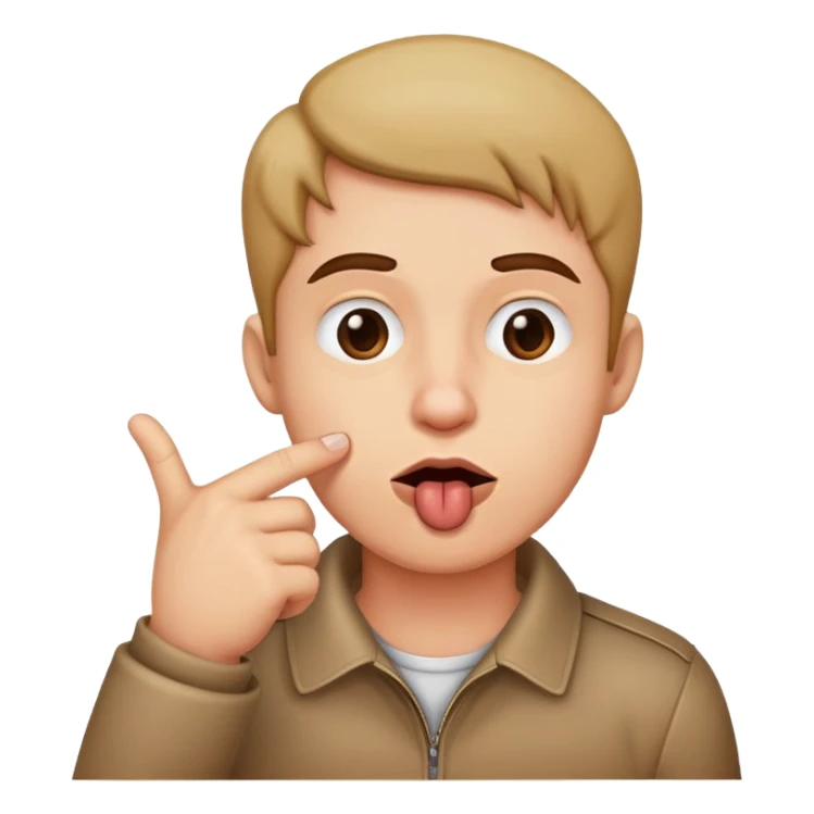 make a person biting their lip with a finger gun on their chin sticker