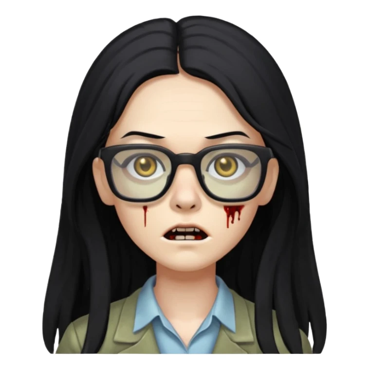 zumbi de cabelo grande preto,olhos pretos e oculos quadrado sticker