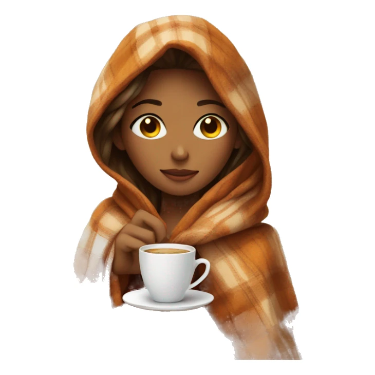 Cute girl with fall blanket and a coffee sticker