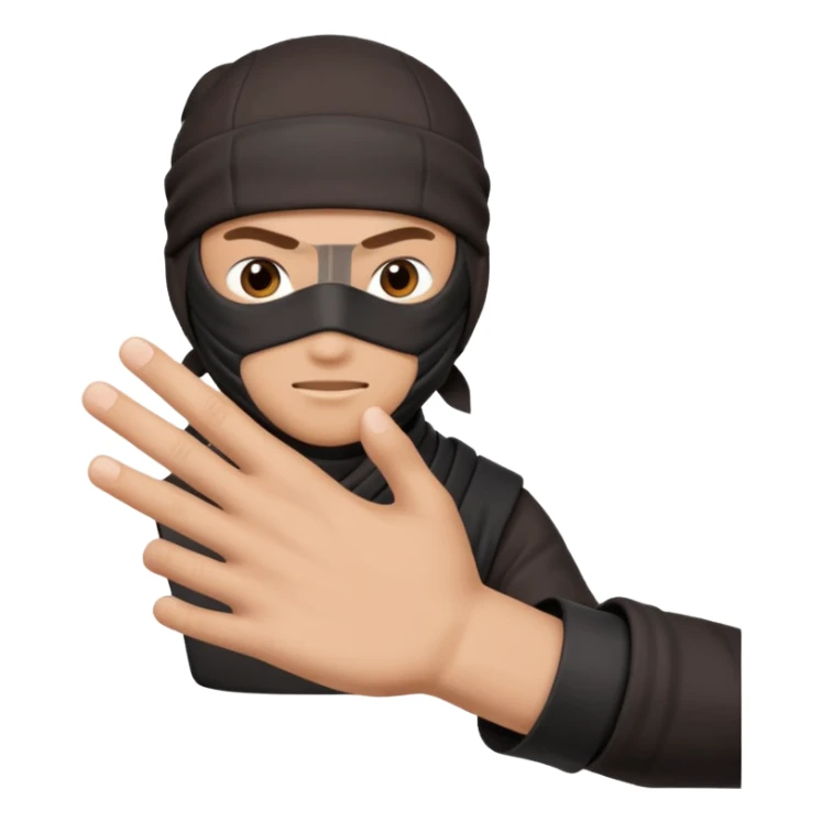 Crea un memoji con este emoji 🥷🏽 y este👈🏽  con estilo de iPhone  sticker
