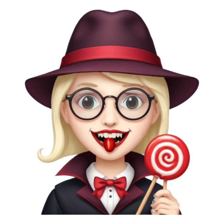 Vampire with lollipop, hat and glasses sticker