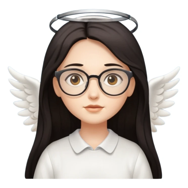 Angel with eyeglasses and long dark hair sticker