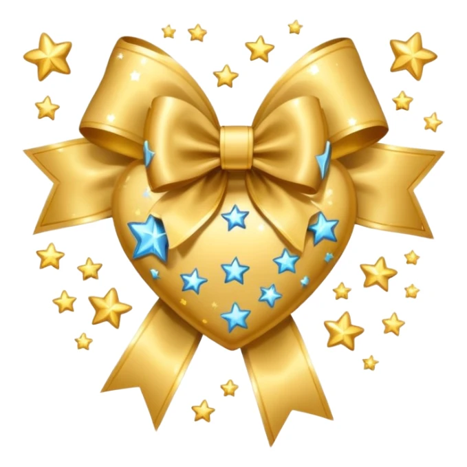 heart with shooting stars, gold bow with heart pattern on the bow sticker