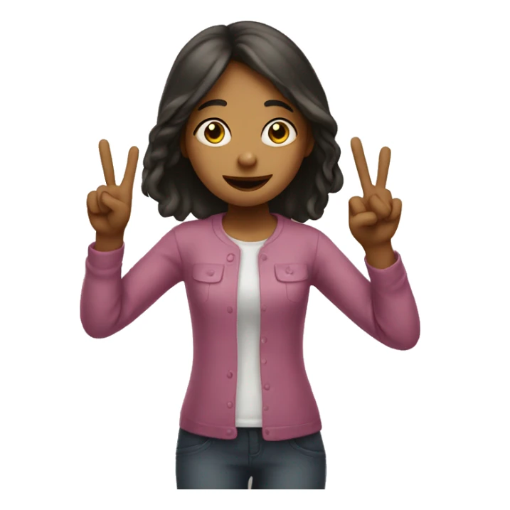 girl with two fingers up signaling peace sticker