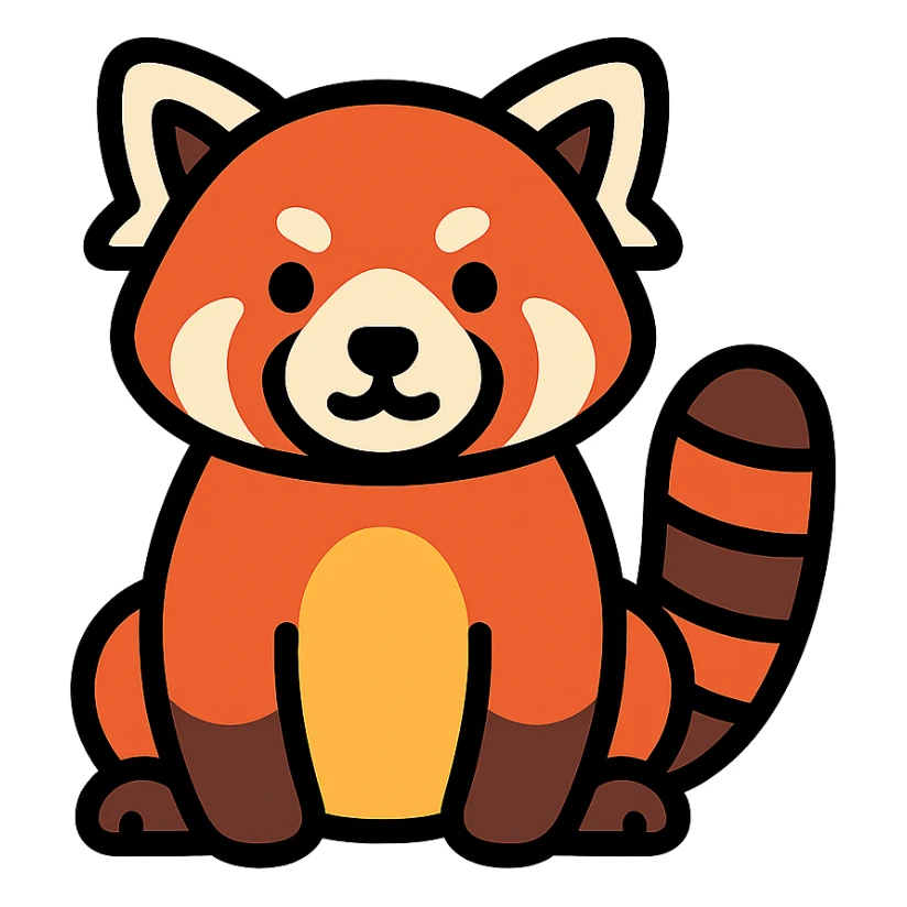 color outline icon of a red panda sticker