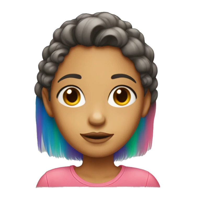 girl with half hair ranbow color sticker