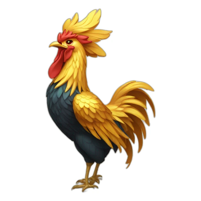 proud and howling golden phoenix rooster with a crown on its head sticker