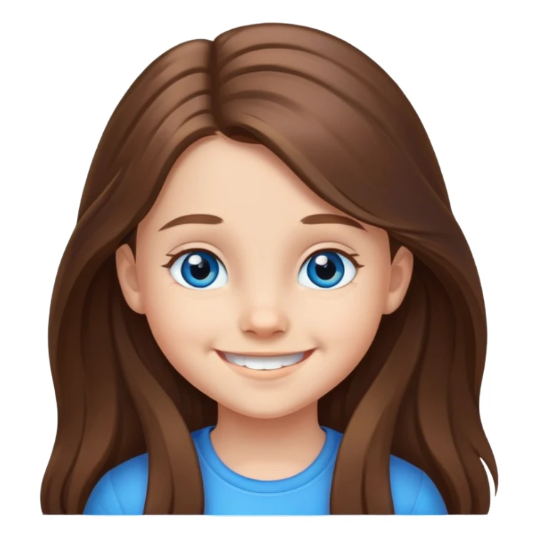 9 year old girl smiling long brown hair blue eyes sticker