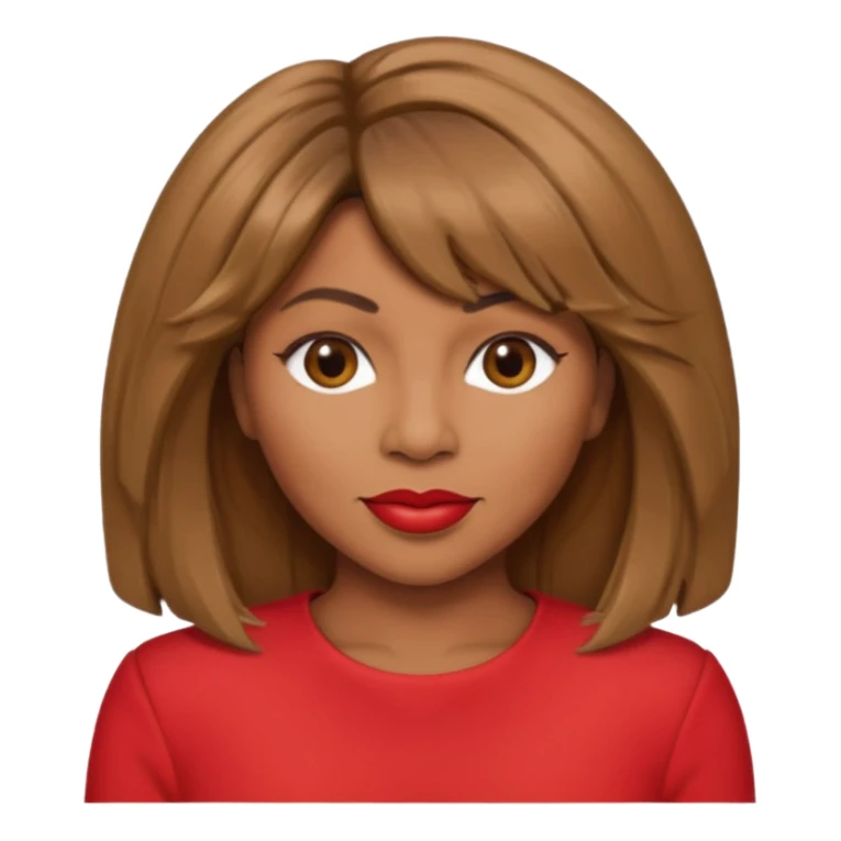 Tina Turner with long light brown hair, red outfit sticker