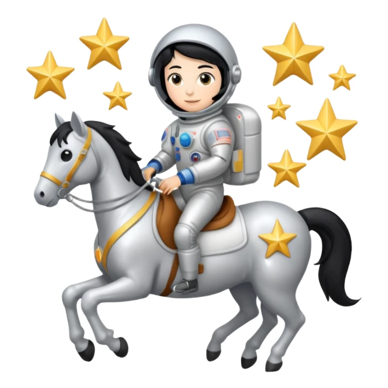 astronaut on horseback with stars in background sticker