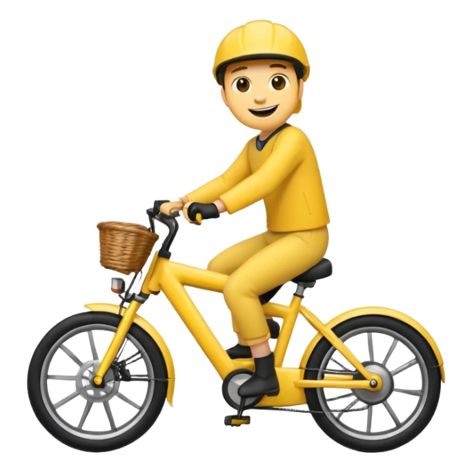 An Emoji riding on a e-bike wheeling sticker