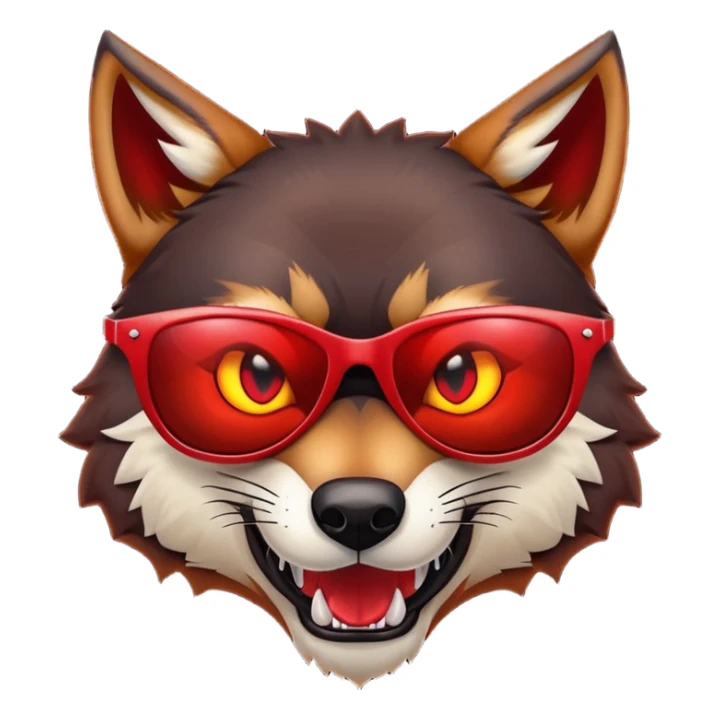 Evil Scary Red Wolf wearing sunglasses sticker