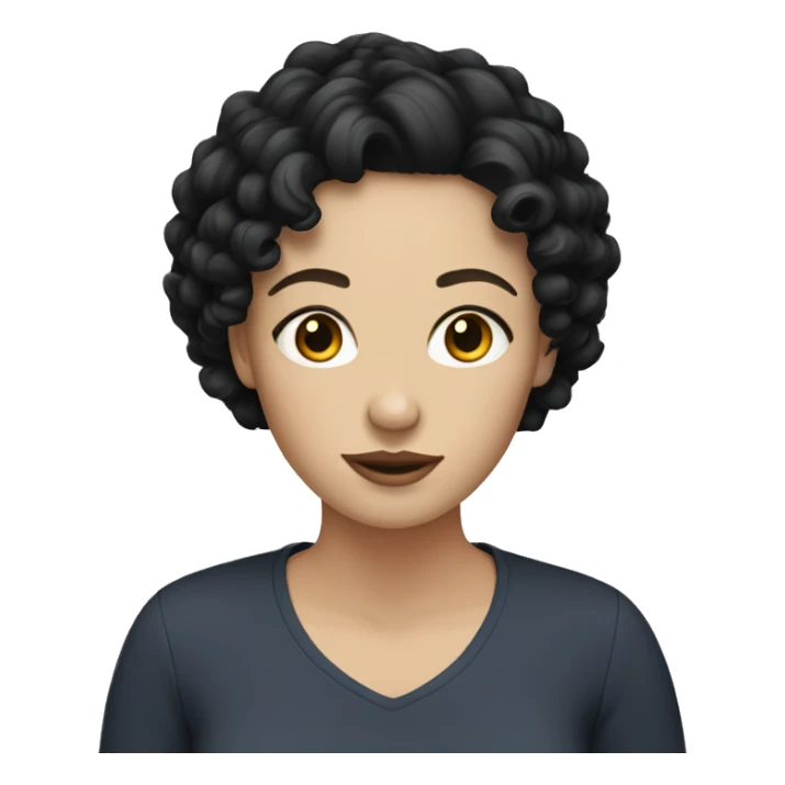 White woman with black short curly hair sticker