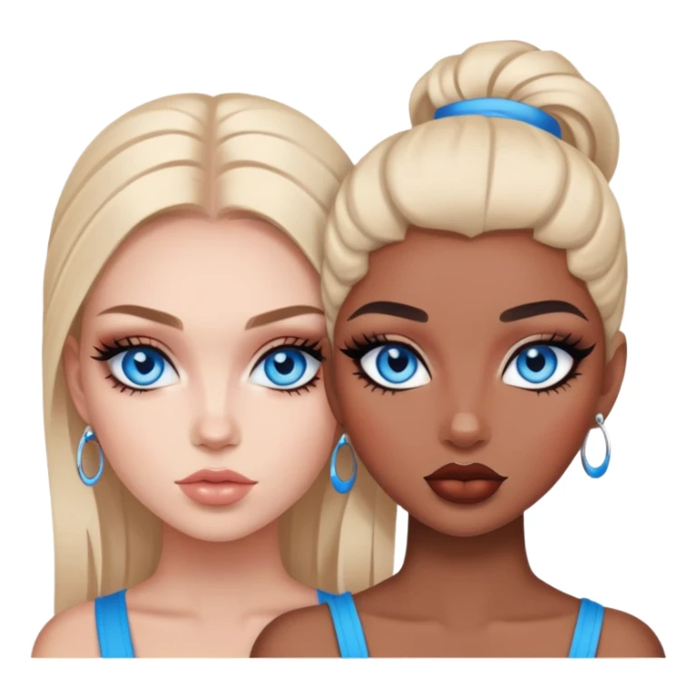 Boujy baddie best friends blue eyes, trendy makeup sticker
