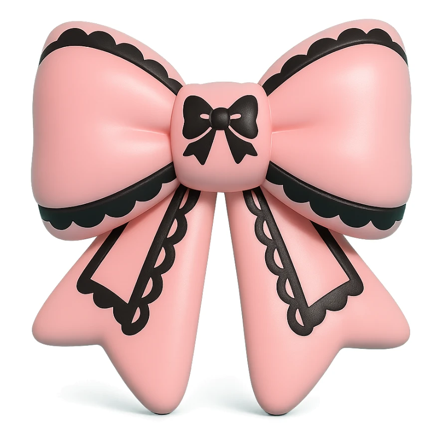 pink gothic bow in gothic style, vinyl figure, with lace and dark accents sticker