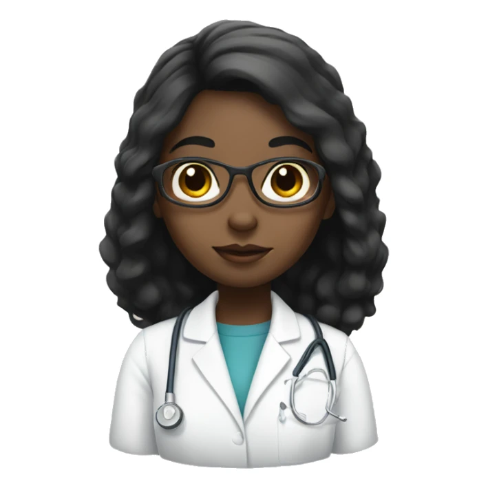 Black hair girl with white skin studying medicine sticker