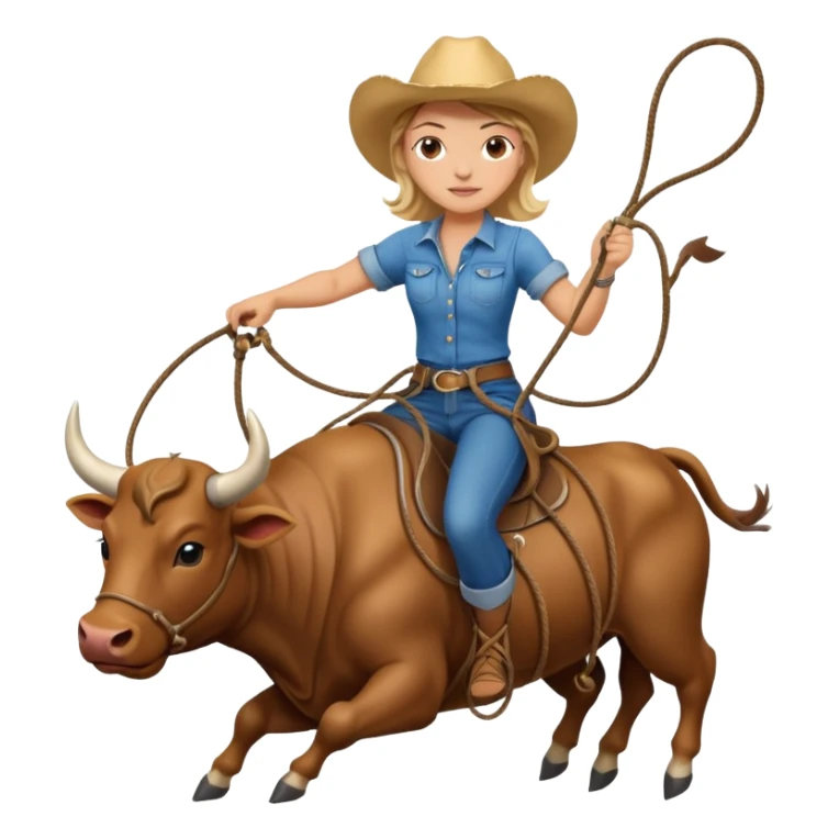 girl riding a bull with a lasso sticker