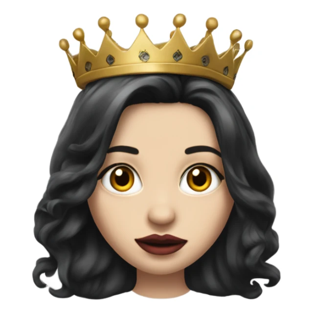 Caucasian Hyper realistic long dark hair, with a crown  and tattoos big lips sticker