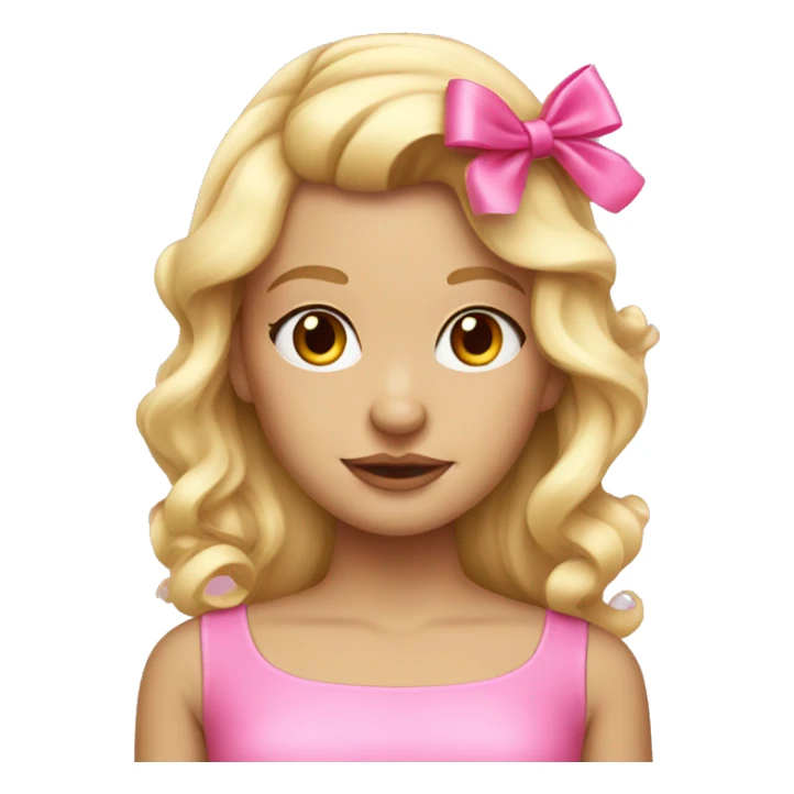 blonde girl with pink coquette bow in her hair  sticker