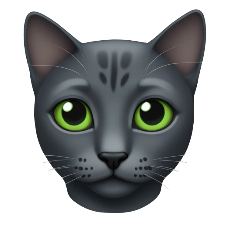Dark gray cat with black face marks and green eyes head only sticker
