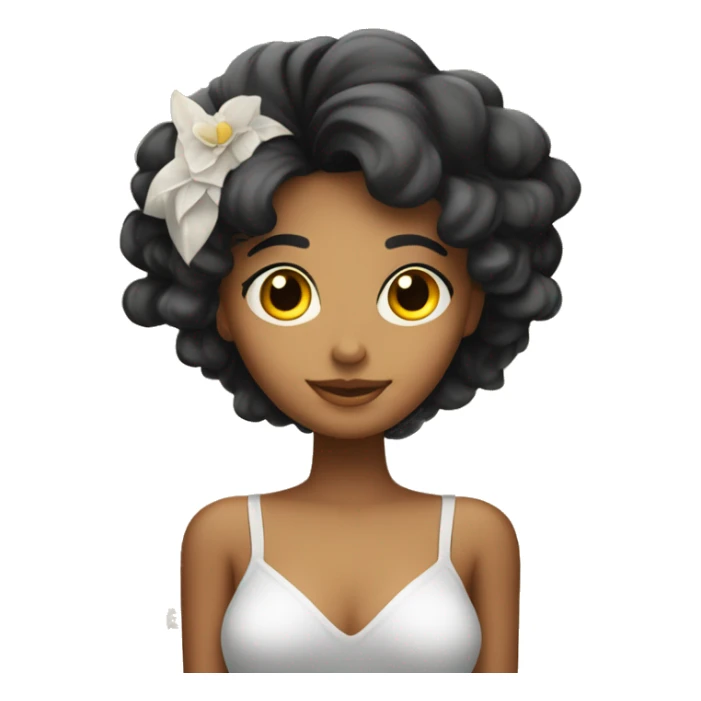 Chica latina con cabello negro lacio largo con alas de angel y aureola sticker