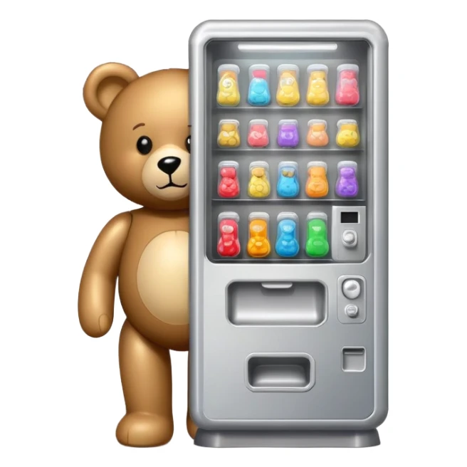 Emoji of a teddy bear vending machine sticker