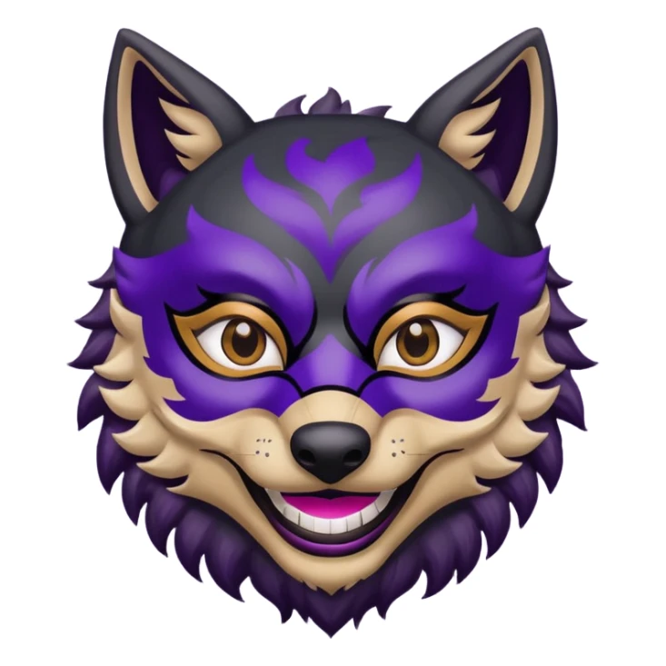 black wolf with purple pattern, emotion (happy, sad, sleepy) sticker