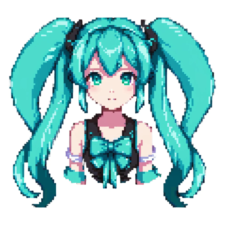 Hatsune Miku with teal twin tails sticker