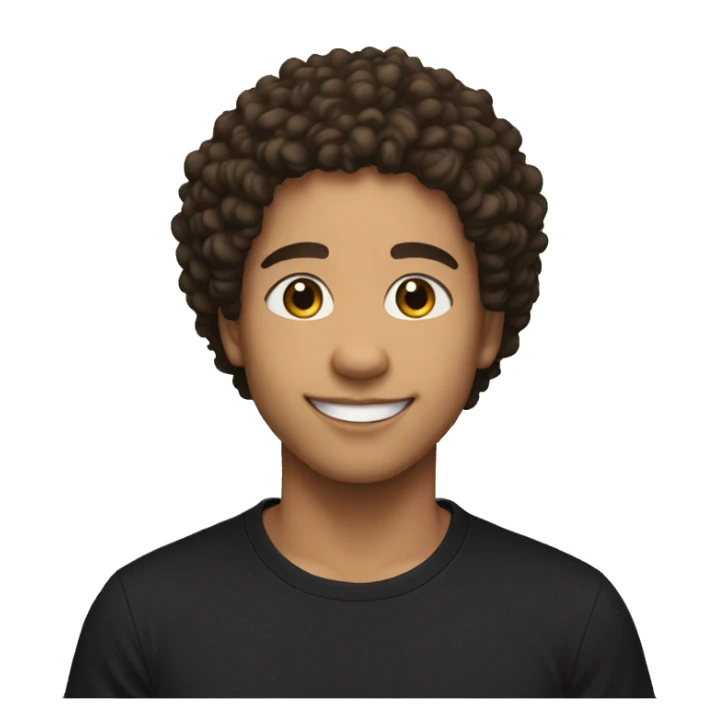 Lightskin smiling with short curly hair and black T-shirt on sticker