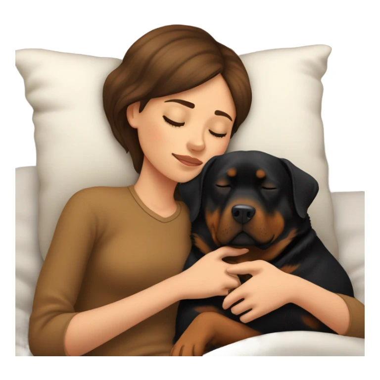 Brown hair girl sleeping with her Rottweiler sticker
